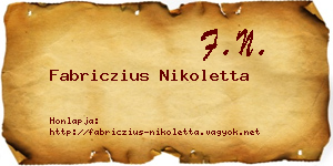 Fabriczius Nikoletta névjegykártya