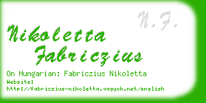 nikoletta fabriczius business card